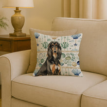 Load image into Gallery viewer, Black &amp; Tan Afghan Hound Coastal Sea Glass Throw Pillow