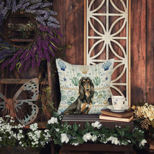 Load image into Gallery viewer, Black &amp; Tan Afghan Hound Coastal Sea Glass Throw Pillow