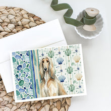 Load image into Gallery viewer, Afghan Hound Coastal Sea Glass Greeting Cards Pack of 8