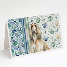 Load image into Gallery viewer, Afghan Hound Coastal Sea Glass Greeting Cards Pack of 8