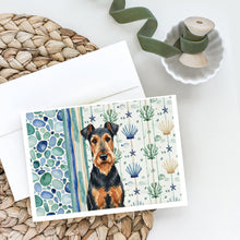 Load image into Gallery viewer, Airedale Terrier Coastal Sea Glass Greeting Cards Pack of 8