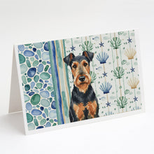 Load image into Gallery viewer, Airedale Terrier Coastal Sea Glass Greeting Cards Pack of 8