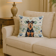 Load image into Gallery viewer, Airedale Terrier Coastal Sea Glass Throw Pillow