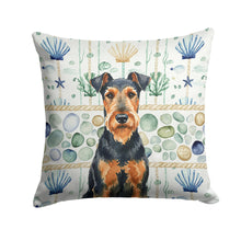 Load image into Gallery viewer, Airedale Terrier Coastal Sea Glass Throw Pillow