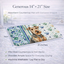 Load image into Gallery viewer, Grizzle Airedale Terrier Coastal Sea Glass Dish Drying Mat