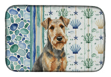 Load image into Gallery viewer, Grizzle Airedale Terrier Coastal Sea Glass Dish Drying Mat