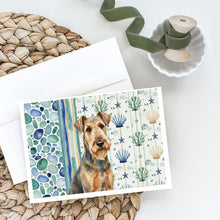 Load image into Gallery viewer, Grizzle Airedale Terrier Coastal Sea Glass Greeting Cards Pack of 8