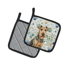 Load image into Gallery viewer, Grizzle Airedale Terrier Coastal Sea Glass Pair of Pot Holders