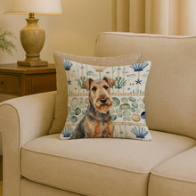 Load image into Gallery viewer, Grizzle Airedale Terrier Coastal Sea Glass Throw Pillow