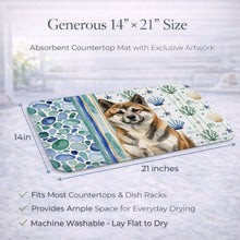 Load image into Gallery viewer, Brindle Akita Coastal Sea Glass Dish Drying Mat