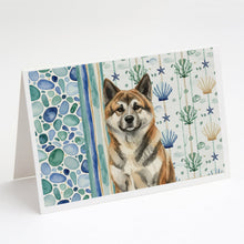 Load image into Gallery viewer, Brindle Akita Coastal Sea Glass Greeting Cards Pack of 8