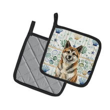 Load image into Gallery viewer, Brindle Akita Coastal Sea Glass Pair of Pot Holders