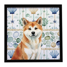 Load image into Gallery viewer, Red Akita Coastal Sea Glass Framed Metal Print