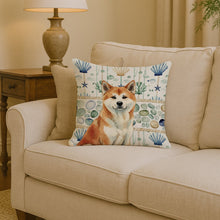 Load image into Gallery viewer, Red Akita Coastal Sea Glass Throw Pillow