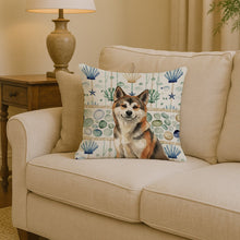 Load image into Gallery viewer, Sesame Akita Coastal Sea Glass Throw Pillow