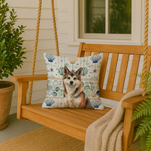 Load image into Gallery viewer, Sesame Akita Coastal Sea Glass Throw Pillow