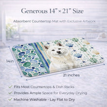 Load image into Gallery viewer, White Akita Coastal Sea Glass Dish Drying Mat