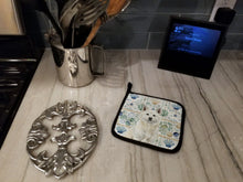 Load image into Gallery viewer, White Akita Coastal Sea Glass Pair of Pot Holders