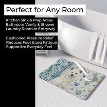 Load image into Gallery viewer, White Akita Coastal Sea Glass Memory Foam Kitchen Mat