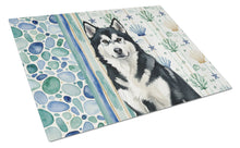 Load image into Gallery viewer, Black and White Alaskan Malamute Coastal Sea Glass Glass Cutting Board