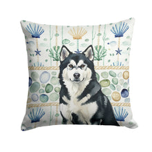 Load image into Gallery viewer, Black and White Alaskan Malamute Coastal Sea Glass Throw Pillow