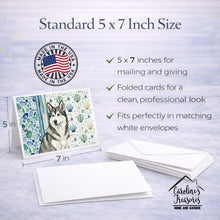 Load image into Gallery viewer, Gray and White Alaskan Malamute Coastal Sea Glass Greeting Cards Pack of 8