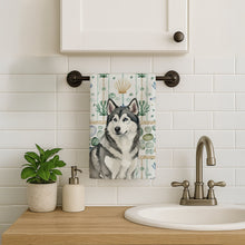 Load image into Gallery viewer, Gray and White Alaskan Malamute Coastal Sea Glass Kitchen Towel