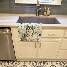 Load image into Gallery viewer, Gray and White Alaskan Malamute Coastal Sea Glass Kitchen Towel