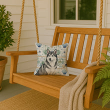 Load image into Gallery viewer, Gray and White Alaskan Malamute Coastal Sea Glass Throw Pillow
