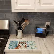 Load image into Gallery viewer, Red and White Alaskan Malamute Coastal Sea Glass Glass Cutting Board