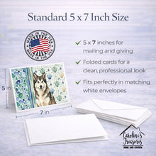 Load image into Gallery viewer, Sable and White Alaskan Malamute Coastal Sea Glass Greeting Cards Pack of 8