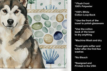 Load image into Gallery viewer, Sable and White Alaskan Malamute Coastal Sea Glass Kitchen Towel