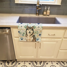 Load image into Gallery viewer, Sable and White Alaskan Malamute Coastal Sea Glass Kitchen Towel