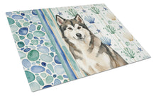 Load image into Gallery viewer, Sable and White Alaskan Malamute Coastal Sea Glass Glass Cutting Board