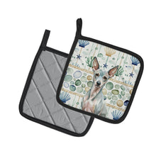 Load image into Gallery viewer, American Hairless Terrier Coastal Sea Glass Pair of Pot Holders