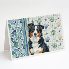 Load image into Gallery viewer, Black Tri American Shepherd Coastal Sea Glass Greeting Cards Pack of 8