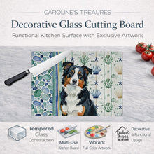 Load image into Gallery viewer, Black Tri American Shepherd Coastal Sea Glass Glass Cutting Board