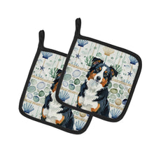 Load image into Gallery viewer, Black Tri American Shepherd Coastal Sea Glass Pair of Pot Holders