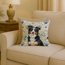 Load image into Gallery viewer, Black Tri American Shepherd Coastal Sea Glass Throw Pillow