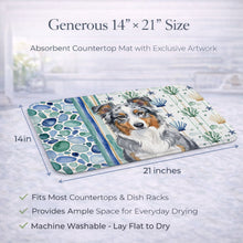 Load image into Gallery viewer, Blue Merle American Shepherd Coastal Sea Glass Dish Drying Mat