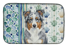 Load image into Gallery viewer, Blue Merle American Shepherd Coastal Sea Glass Dish Drying Mat