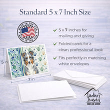 Load image into Gallery viewer, Blue Merle American Shepherd Coastal Sea Glass Greeting Cards Pack of 8