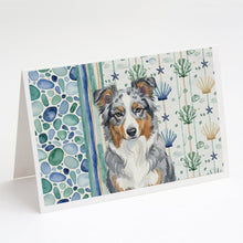 Load image into Gallery viewer, Blue Merle American Shepherd Coastal Sea Glass Greeting Cards Pack of 8