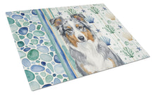 Load image into Gallery viewer, Blue Merle American Shepherd Coastal Sea Glass Glass Cutting Board