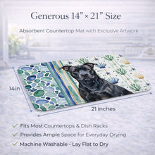 Load image into Gallery viewer, Black American Staffordshire Terrier Coastal Sea Glass Dish Drying Mat