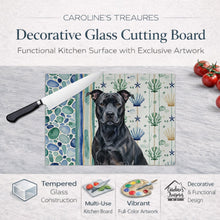 Load image into Gallery viewer, Black American Staffordshire Terrier Coastal Sea Glass Glass Cutting Board