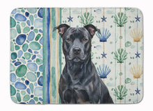 Load image into Gallery viewer, Black American Staffordshire Terrier Coastal Sea Glass Memory Foam Kitchen Mat