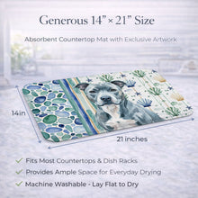 Load image into Gallery viewer, Blue American Staffordshire Terrier Coastal Sea Glass Dish Drying Mat