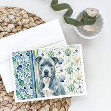 Load image into Gallery viewer, Blue American Staffordshire Terrier Coastal Sea Glass Greeting Cards Pack of 8