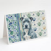 Load image into Gallery viewer, Blue American Staffordshire Terrier Coastal Sea Glass Greeting Cards Pack of 8